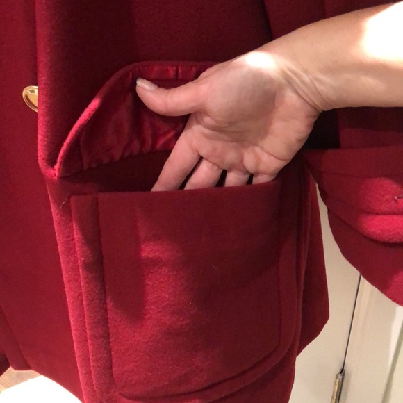 Anna | EUC Red Australian Virgin Lambswool Pea Coat - Picture 10 of 12